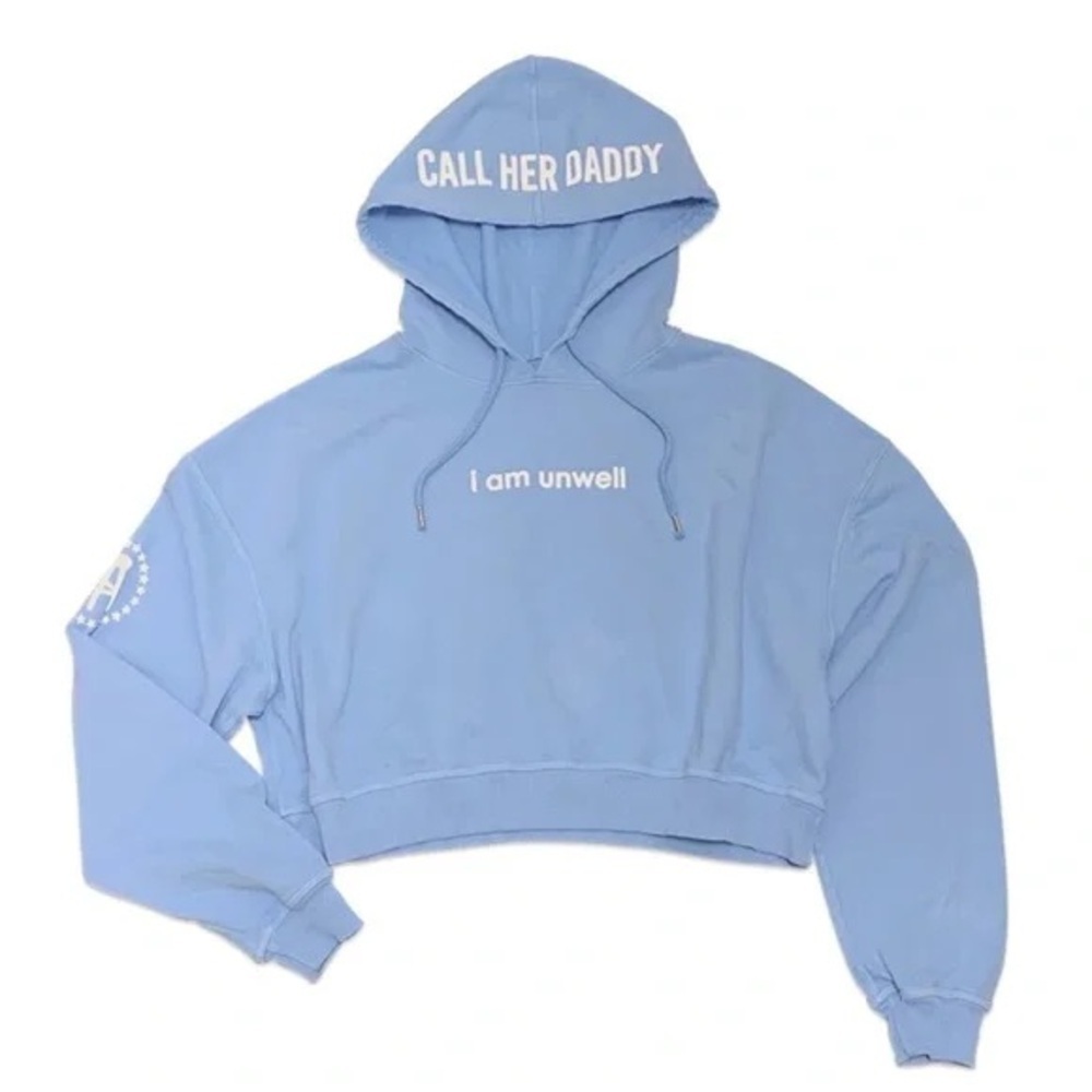 Unwell CALL HER DADDY Hoodie Barstool merch original cropped light periwinkle